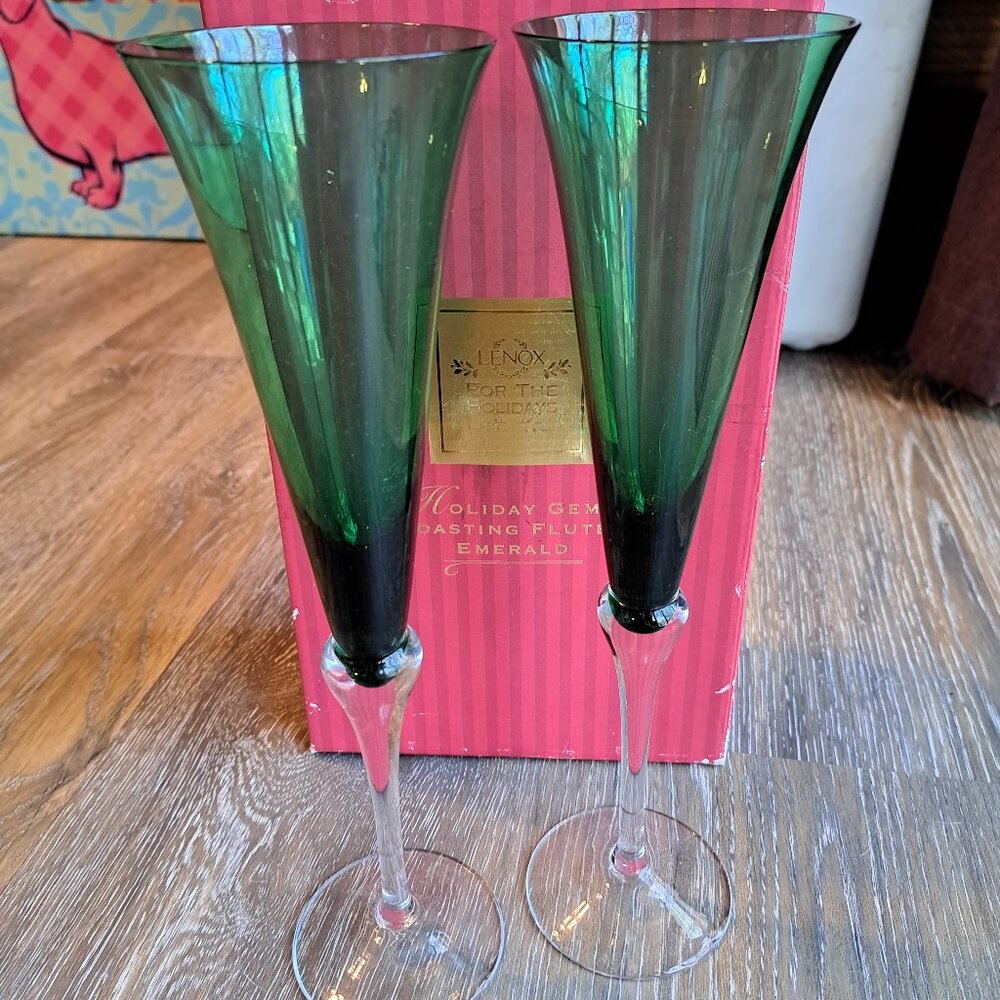 Lenox Holiday Gems Emerald Toasting Flutes